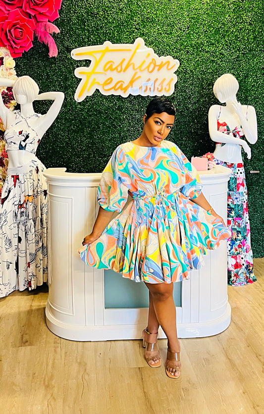 Sherbet Swirl Skater Dress