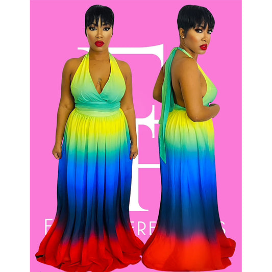 Fading Rainbow Maxi Dress