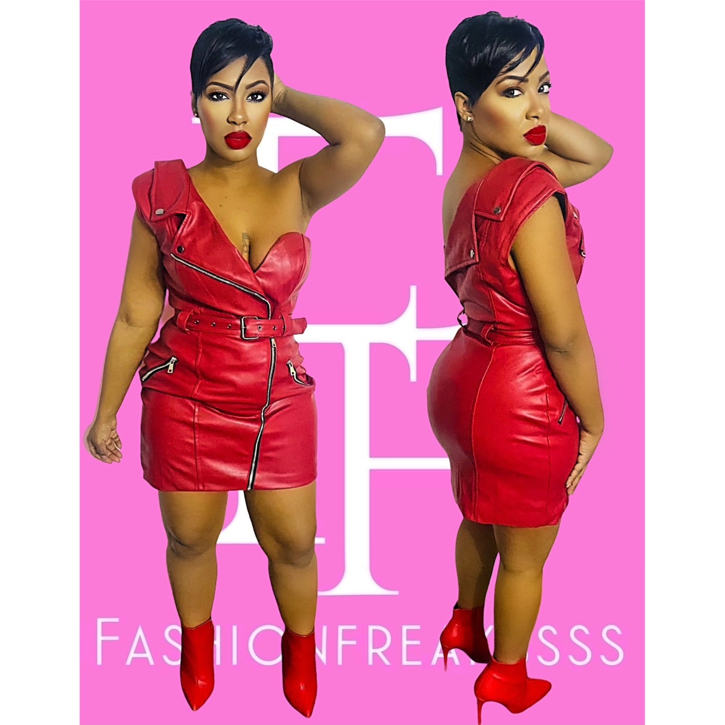 Woman On Fire Leather Dress