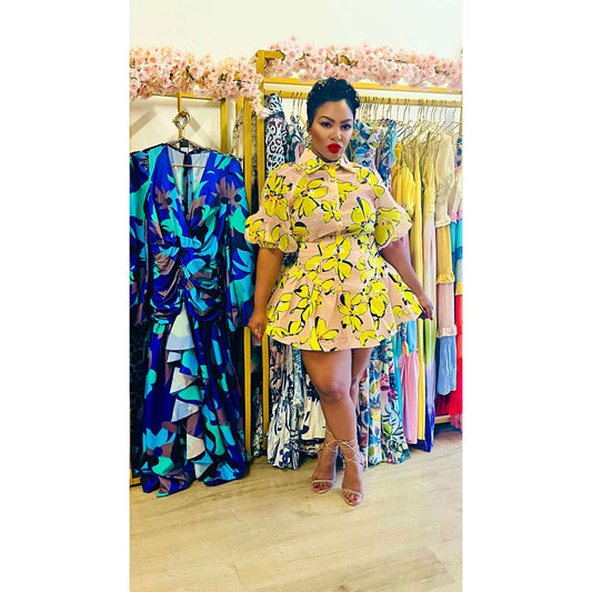 Yellow Flora Skirt Set