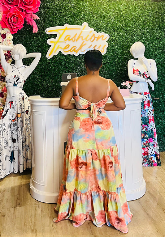 Peach Dye Skirt Set