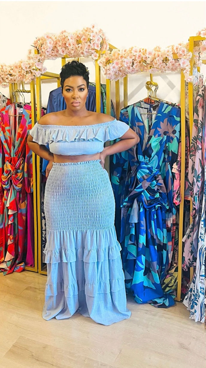 Denim Empire Skirt Set