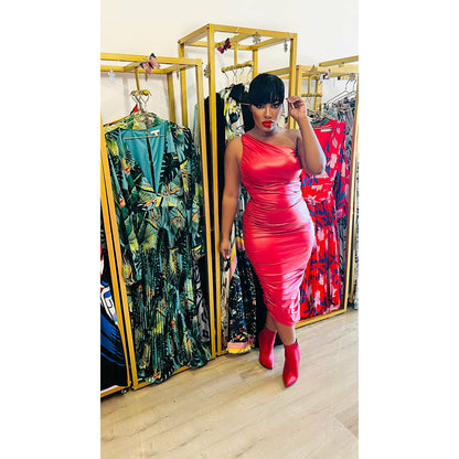 Gather Them Up Leather Dress