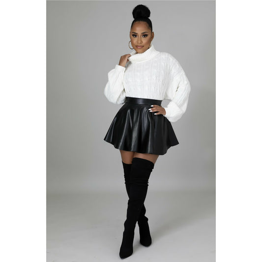 Trina Skater Leather Skirt