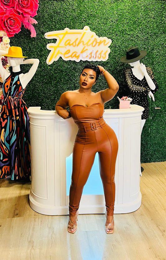 Sweetheart Leather Jumpsuit
